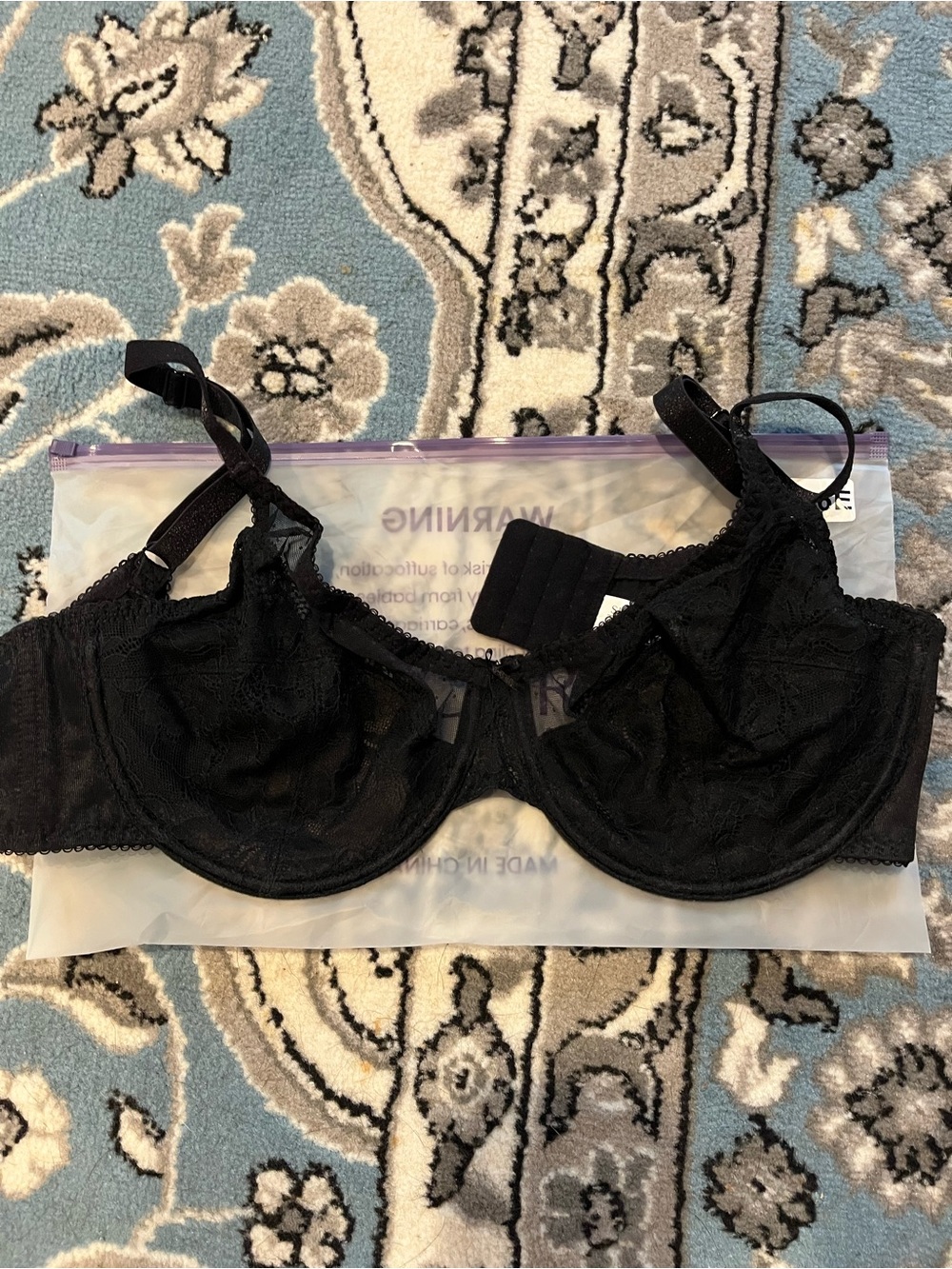 Sheer Black Lace Underwire Bra for Support